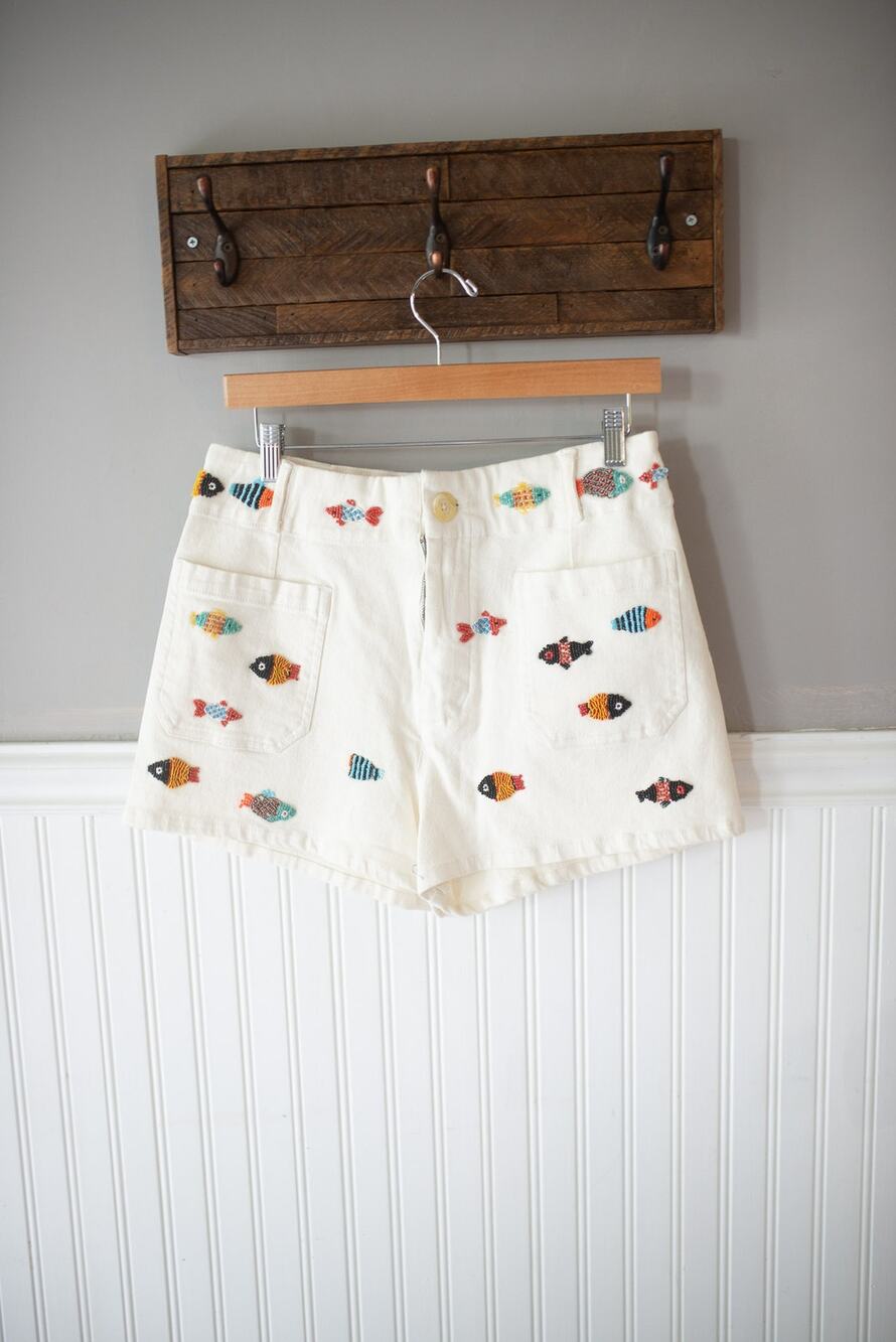 Anthropologie Maeve Colette Beaded Icon High-Rise Shorts 30???